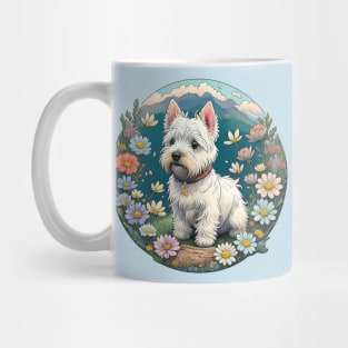 Westie Flower Scene Mug